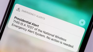 Pictured is a test of the Wireless Emergency Alert (WEA) system sent on October 3, 2018.
