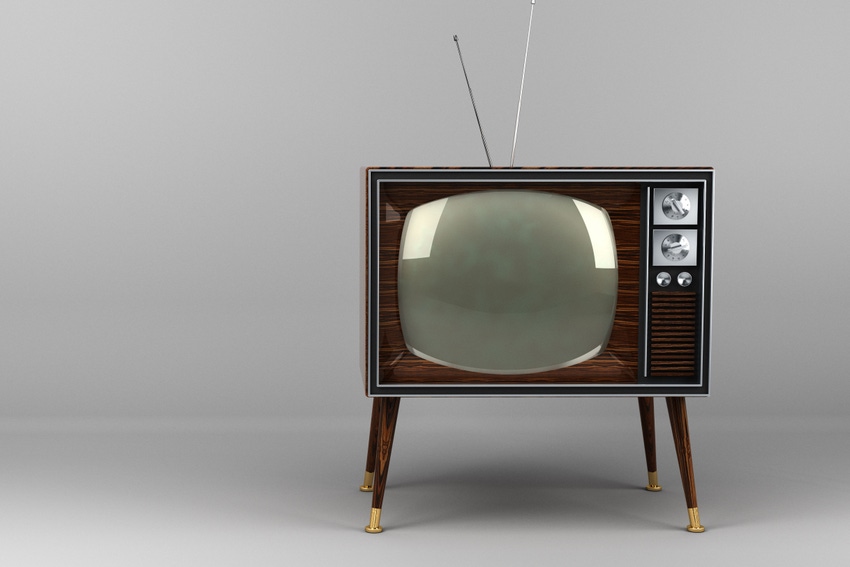 Old television with rabbit ears 