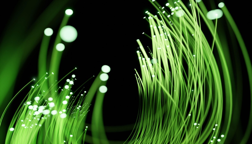 Optical fiber with green light glow