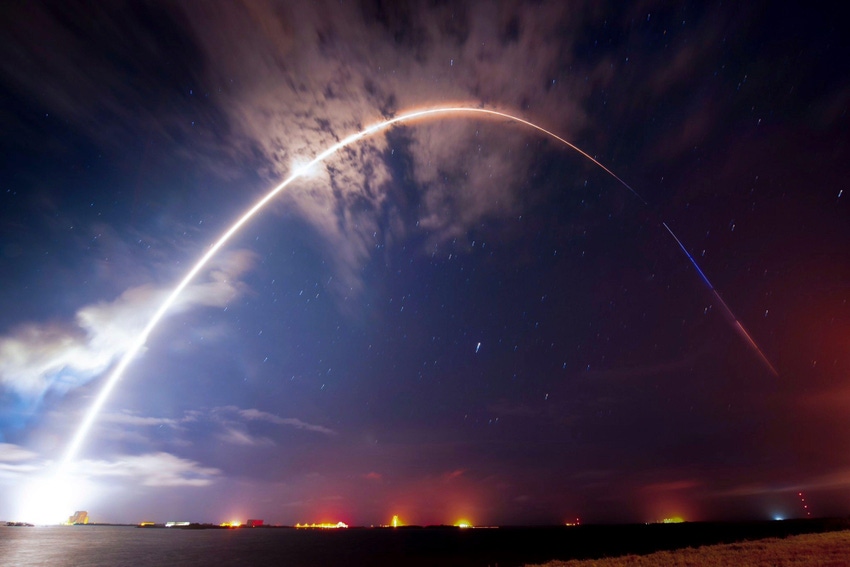 SpaceX Falcon 9 rocket carrying the Starlink 6-16 mission blasts off from Cape Canaveral, Florida