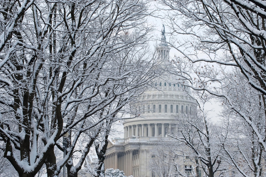 The US Capitol after a massive snow storm in Washington, DC.)