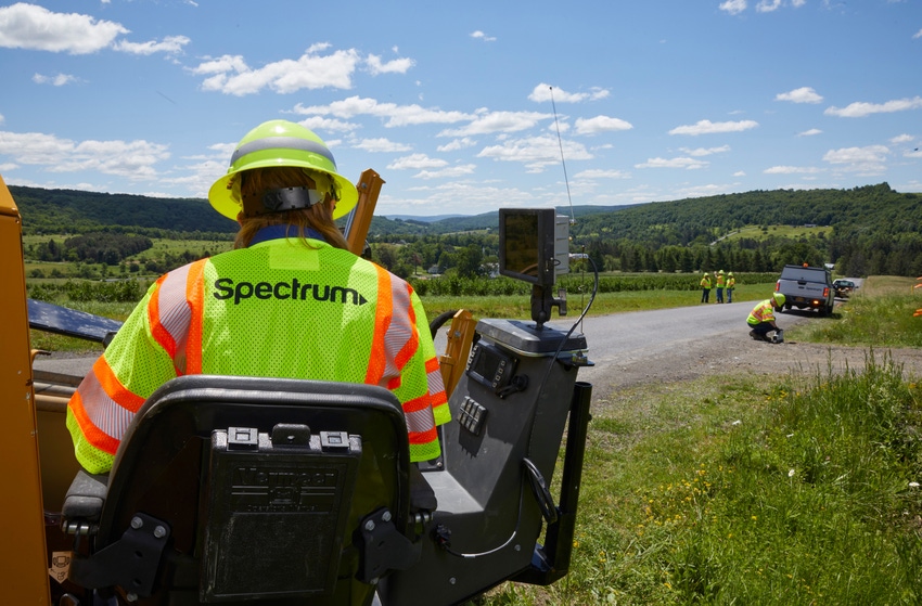 Spectrum rural broadband buildout construction teams at work