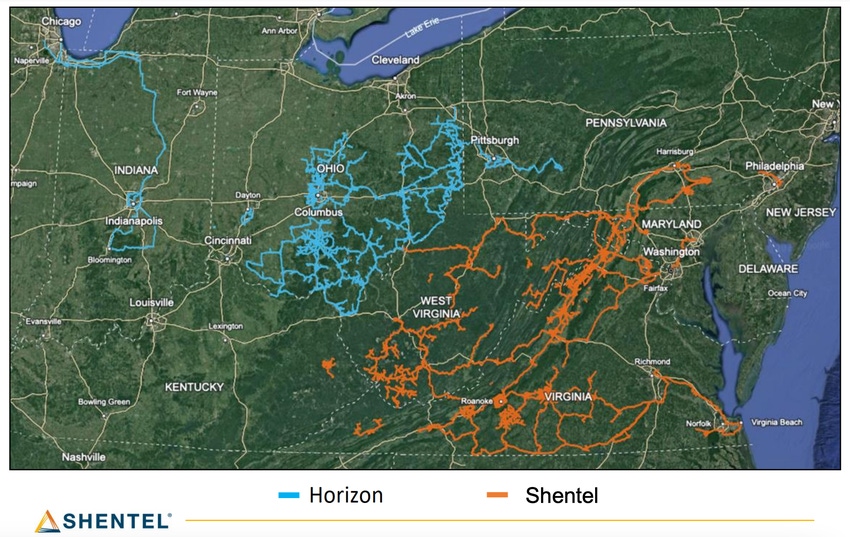 Shentel and Horizon coverage map