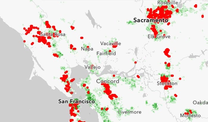 Gridmetrics example of power outage tracking in California February 2024 