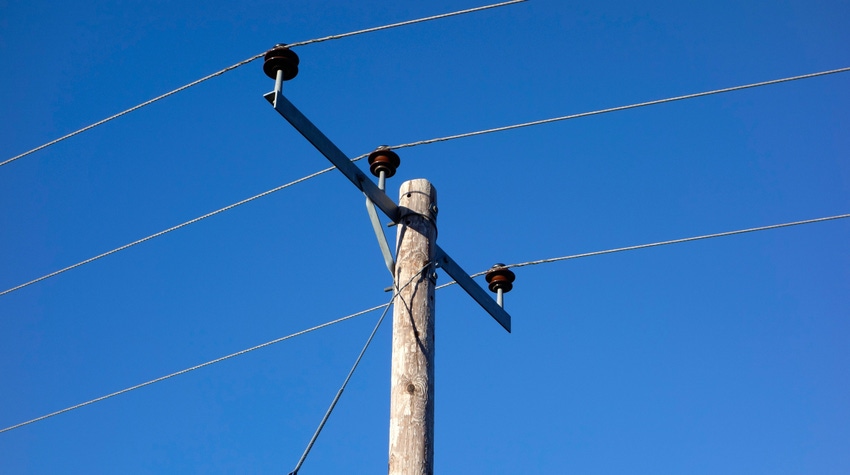 Telegraph pole and wires