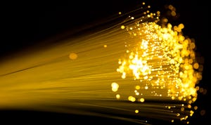Gold-coloured strands of fiber optic.
