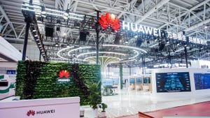 Huawei logo sign at event