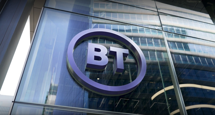 BT logo on glass office building