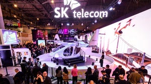 The SK telecom stand during the Mobile World Congress 2023 in Barcelona.