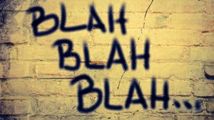 'Blah, blah, blah' written on wall