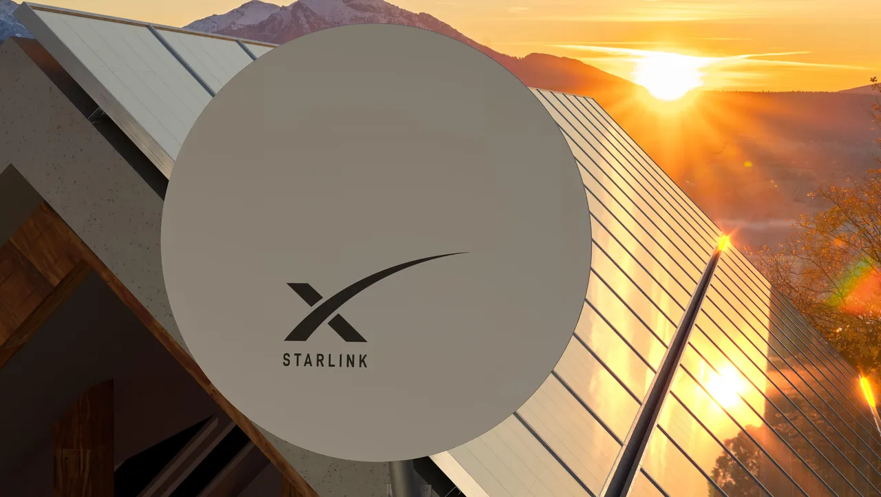 starlink satellite dish with sunset behind starlink satellite dish with sunset behind