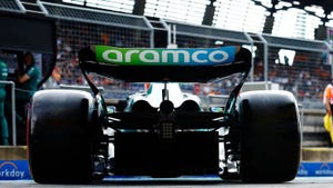 Aramco logo above a Formula 1 car