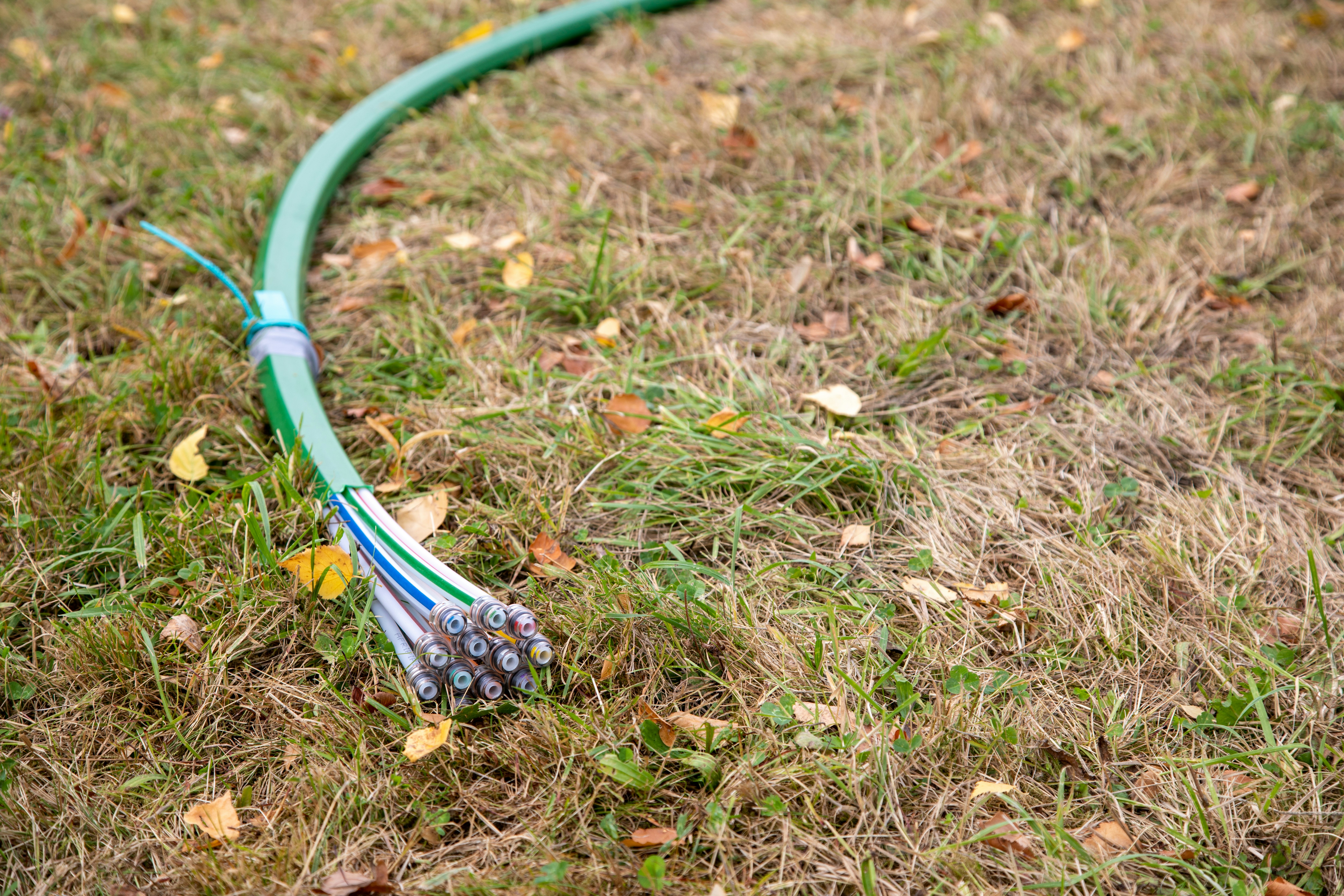 Broadband fiber optic cables on the ground