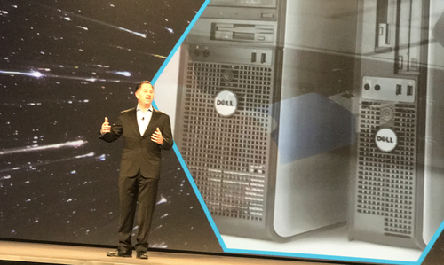 Michael Dell delivers a keynote at Dell EMC World. 