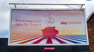 Sky logo on advertising billboard