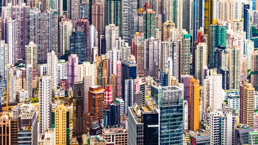 High-rise buildings in Hong Kong.