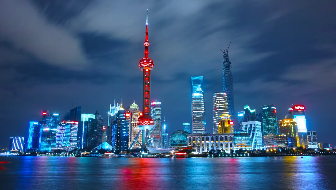 Shanghai skyline at night. Shanghai skyline at night.