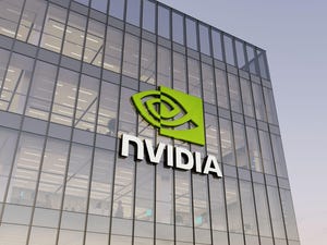 Nvidia logo on office building in Santa Clara, CA