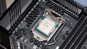 Close-up of Intel processor
