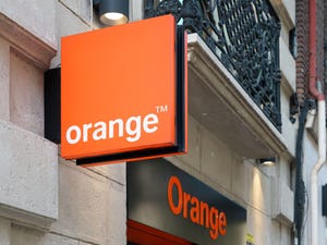 Orange logo outside its retail shop in Spain.