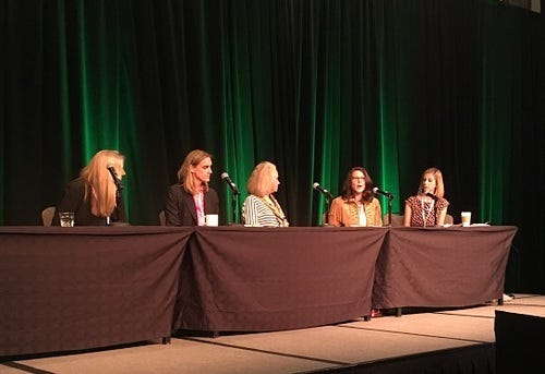 (L to R) Janet Leahy, Producer & Executive Producer; Kathy Boelter, Arrow Solutions Group; Karen Ashworth Macfarlane, Women of Wall Street; Wendy Bohling, Corporate Cowgirl Up; and Sarah Thomas, Women in Comms.