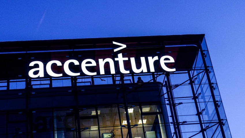 Accenture logo on a building