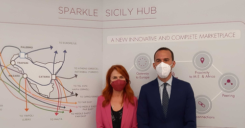 Nibbling at northern Europe: Elisabetta Romano, CEO of Sparkle with Manlio Di Stefano, Italy's Undersecretary for Foreign Affairs with responsibility for business and digital 