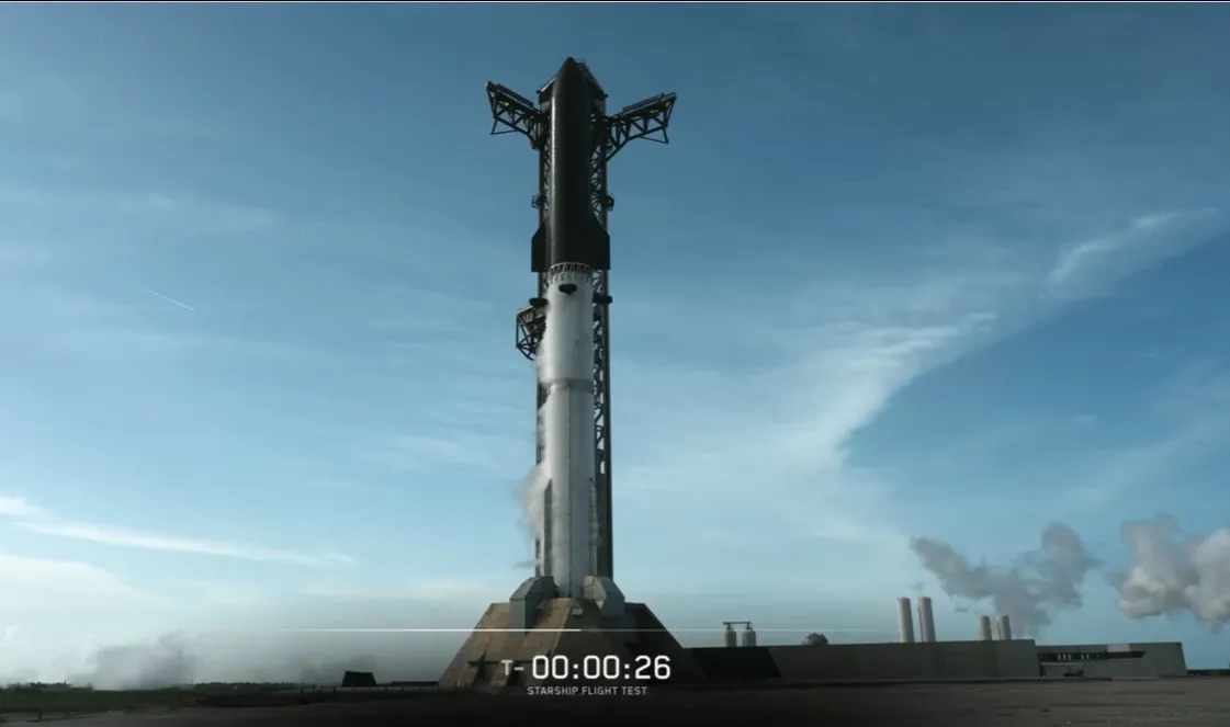 (Source: Screenshot of SpaceX livestream on July 16, 2026) Starship on Pad 2 on July 16. (Source: Screenshot of SpaceX livestream on July 16, 2026) Starship on Pad 2 on July 16.