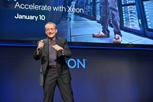 Intel CEO Pat Gelsinger shows off the latest range of Xeon processors. (Source: Intel)