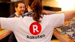 Rakuten logo on a shirt