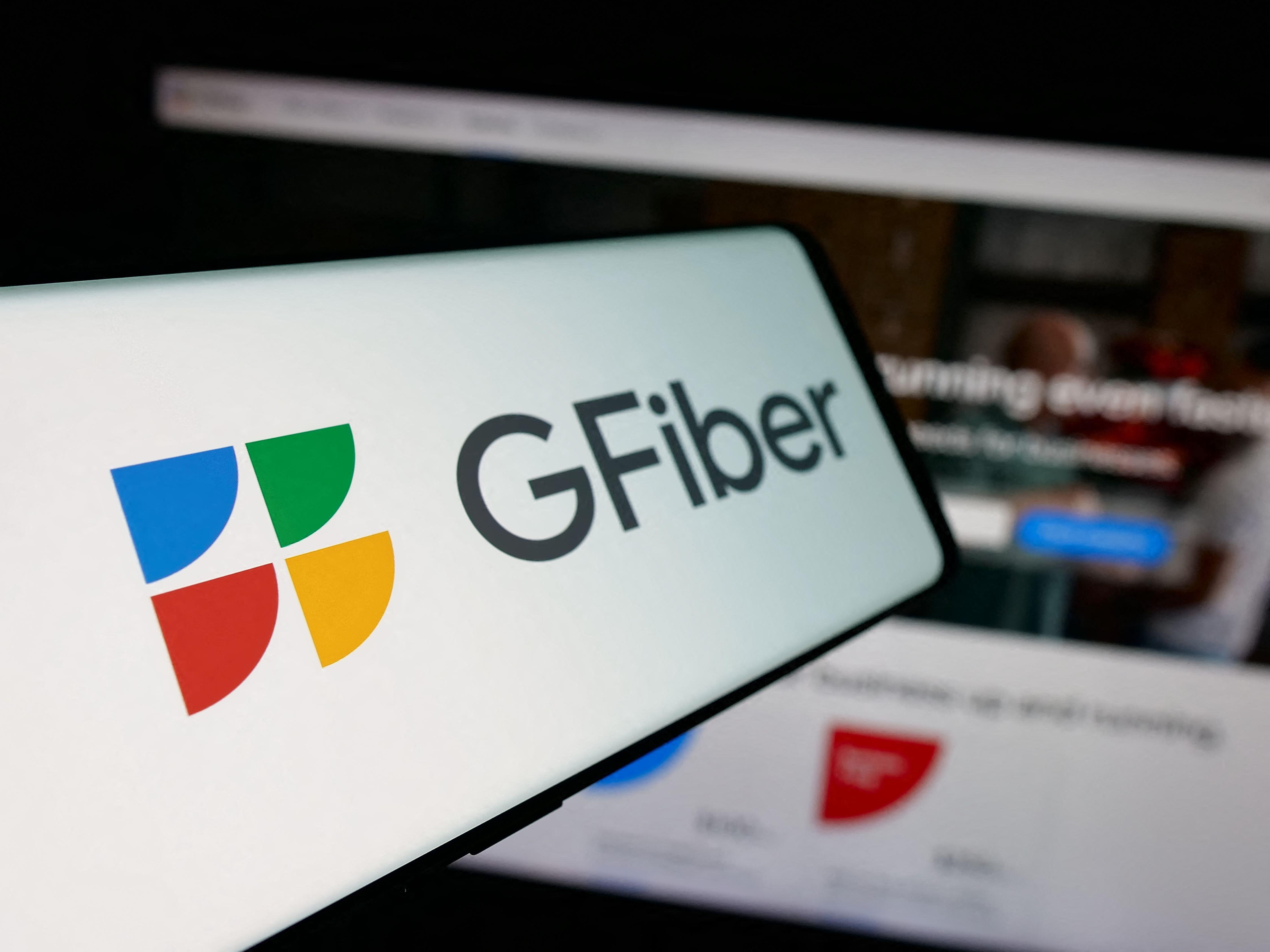 GFiber logo appearing on a smartphone screen