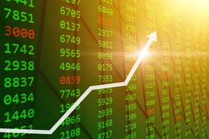 Arrow rising to illustrate stock price surge