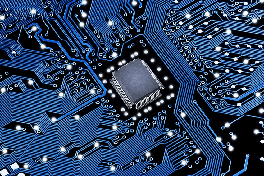Black and blue microchip semiconductor