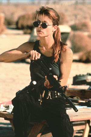In the film Terminator 2, Linda Hamilton's character must prepare for an apocalypse she knows is coming.