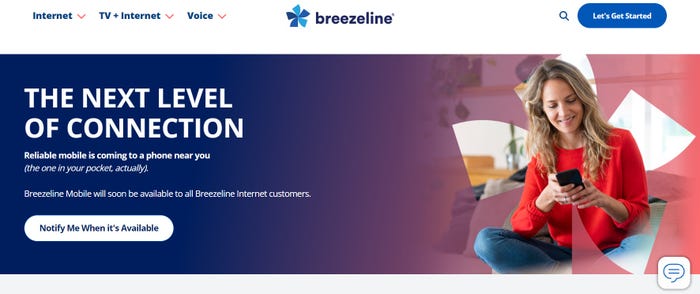 Breezeline mobile teaser web page screencap 