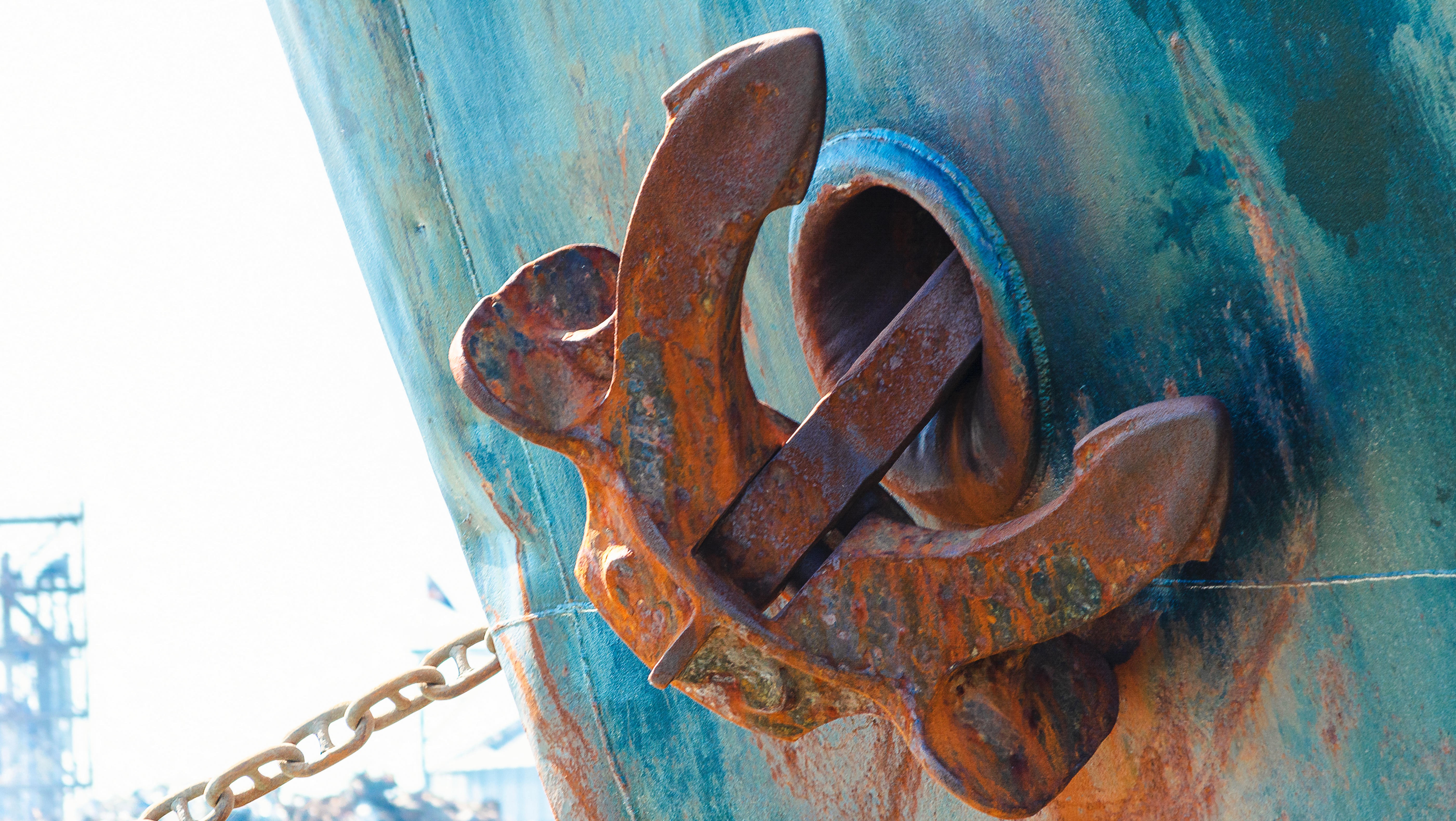 Anchor on side of ship