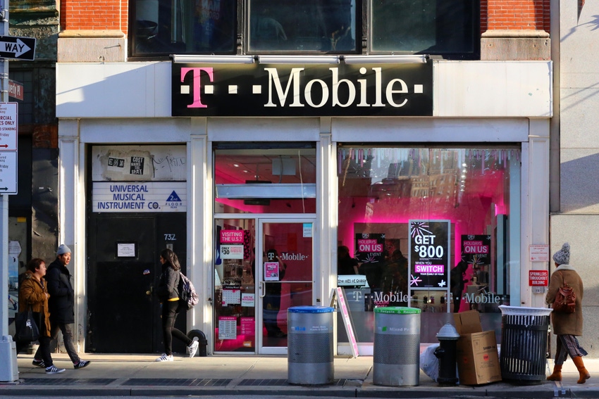 T Mobile, 732 Broadway, New York, NY. exterior storefront of a cellphone store in the NoHo neighborhood of Manhattan