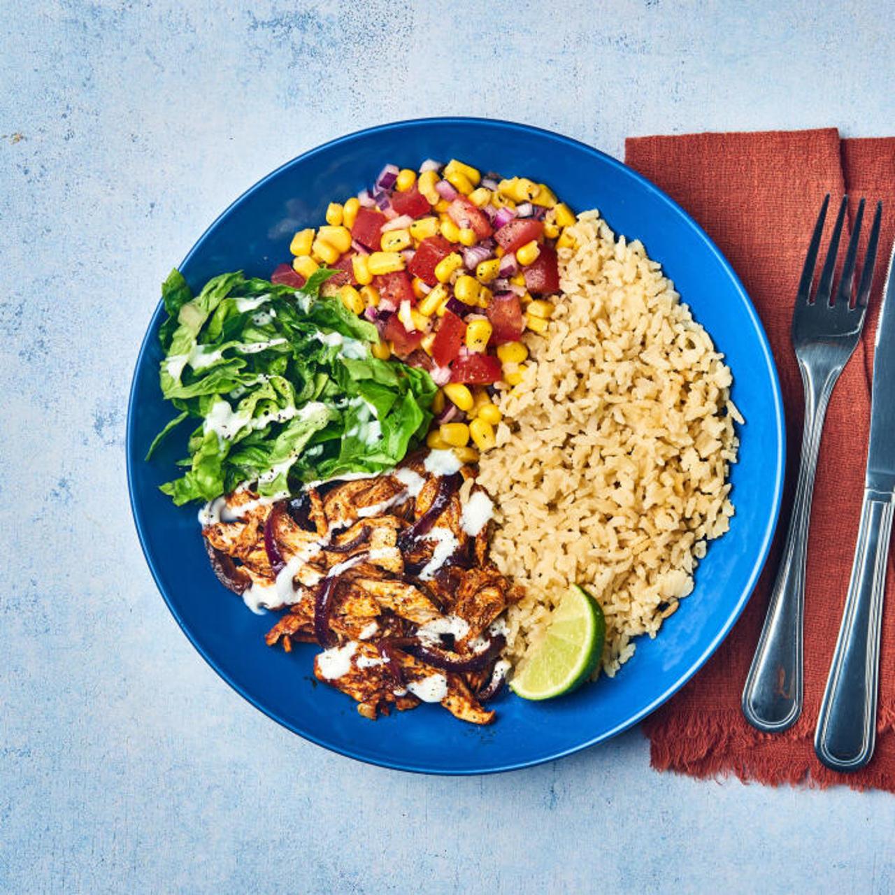 Chipotle Chicken Burrito Bowl with Sweetcorn Salsa