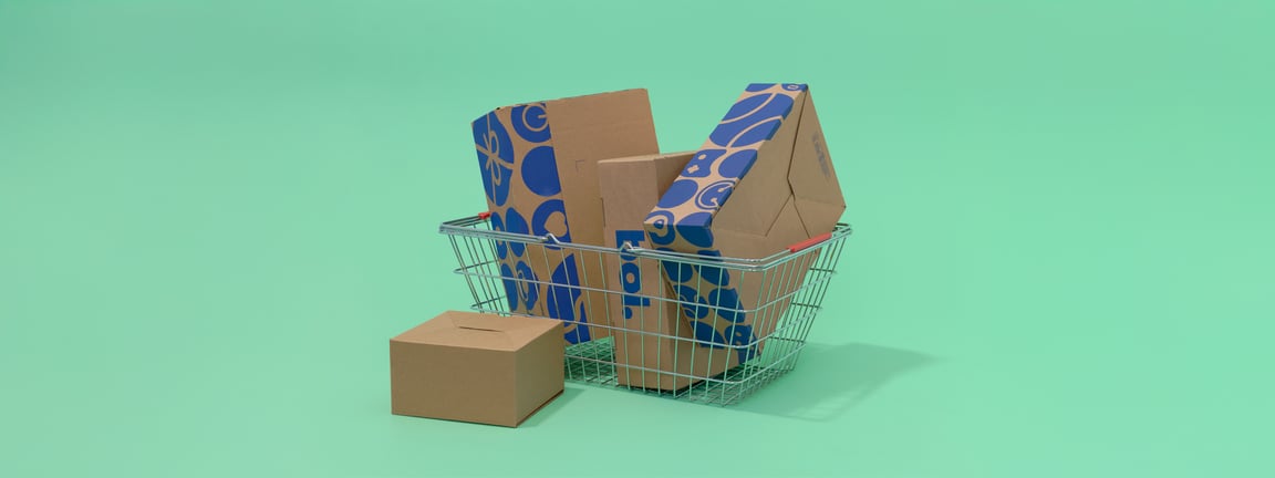 Shopping cart with bol boxes