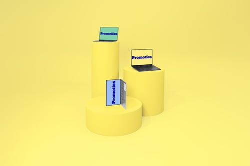 Laptops on a pedestal.