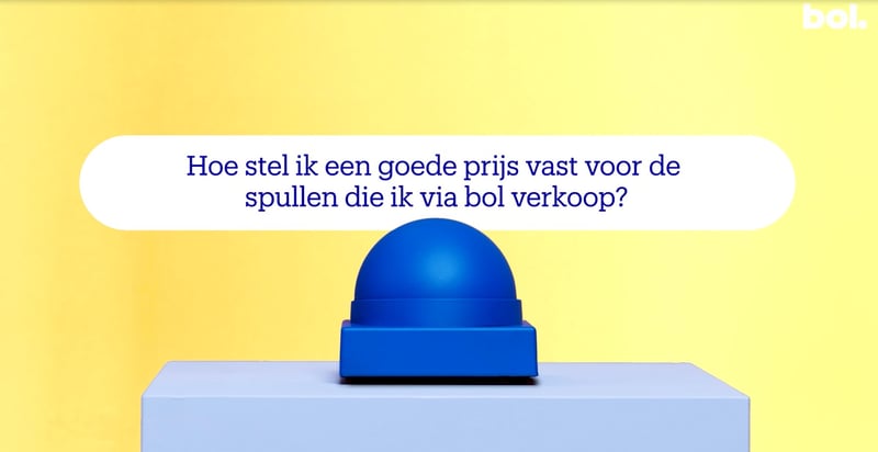 Blauwe knop met de vraag erop