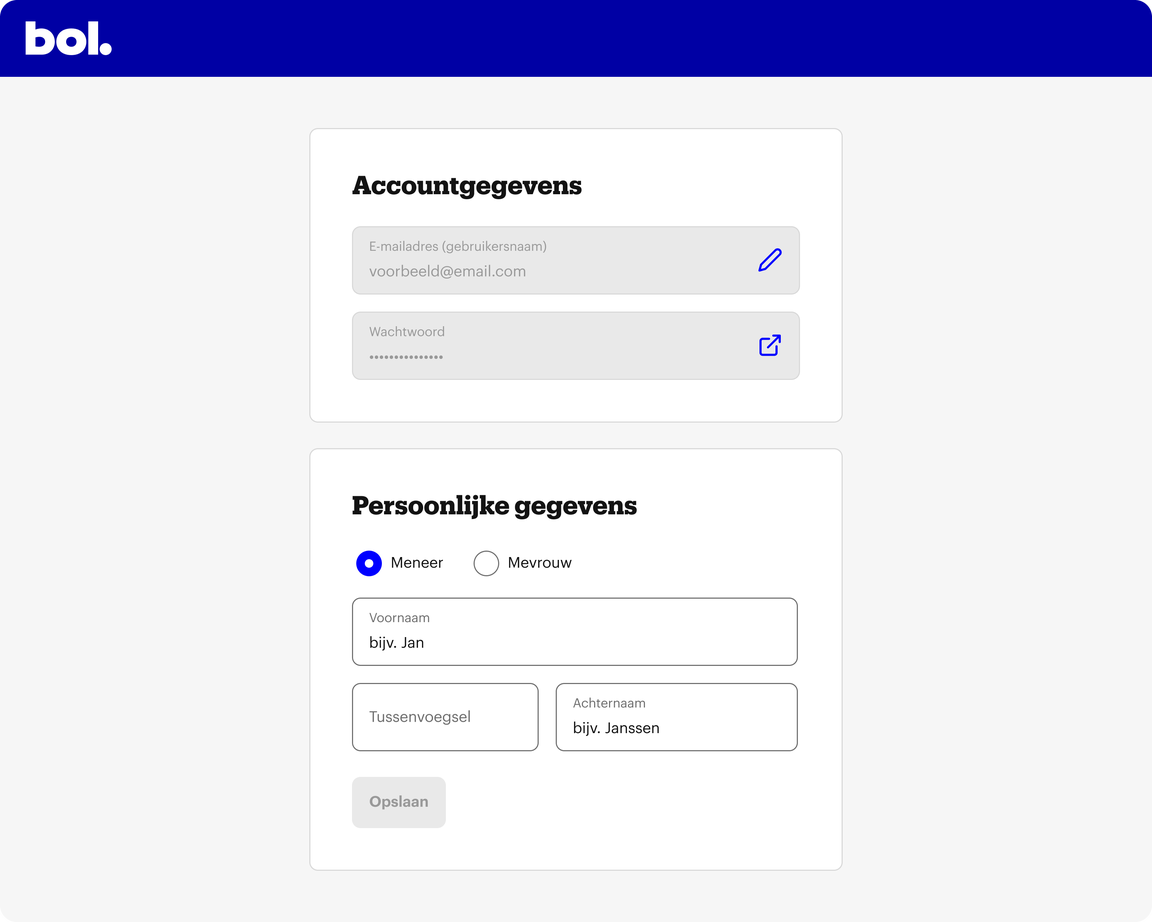 Screen where users can update their account details such as name, email, and password
