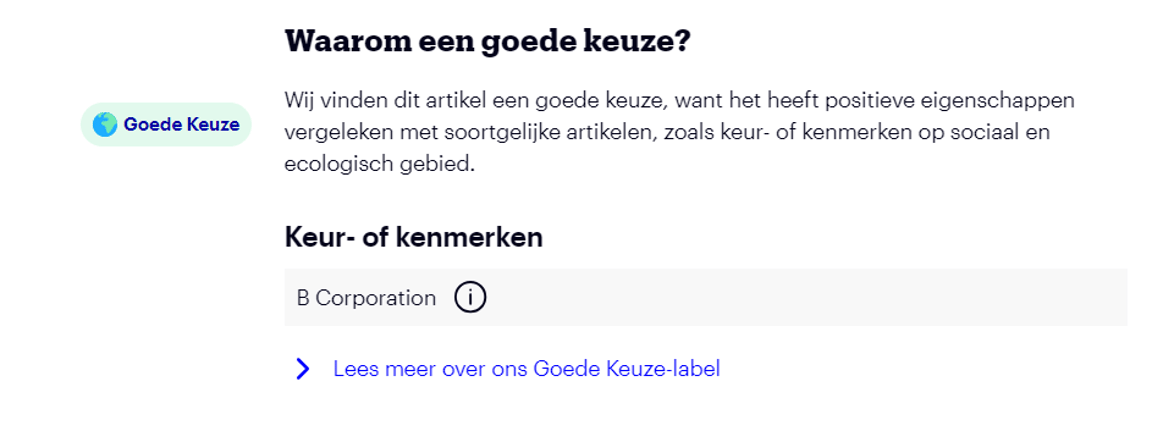 Goede keuze label totaal
