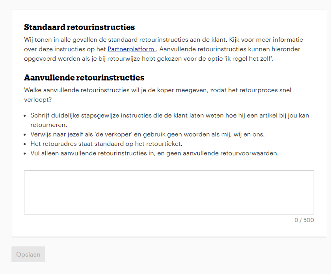 Standaard retourinstructies