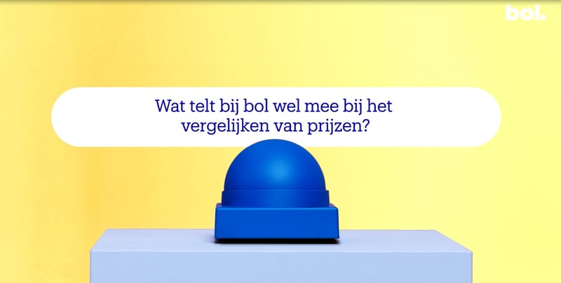 Blauwe knop met de vraag erop