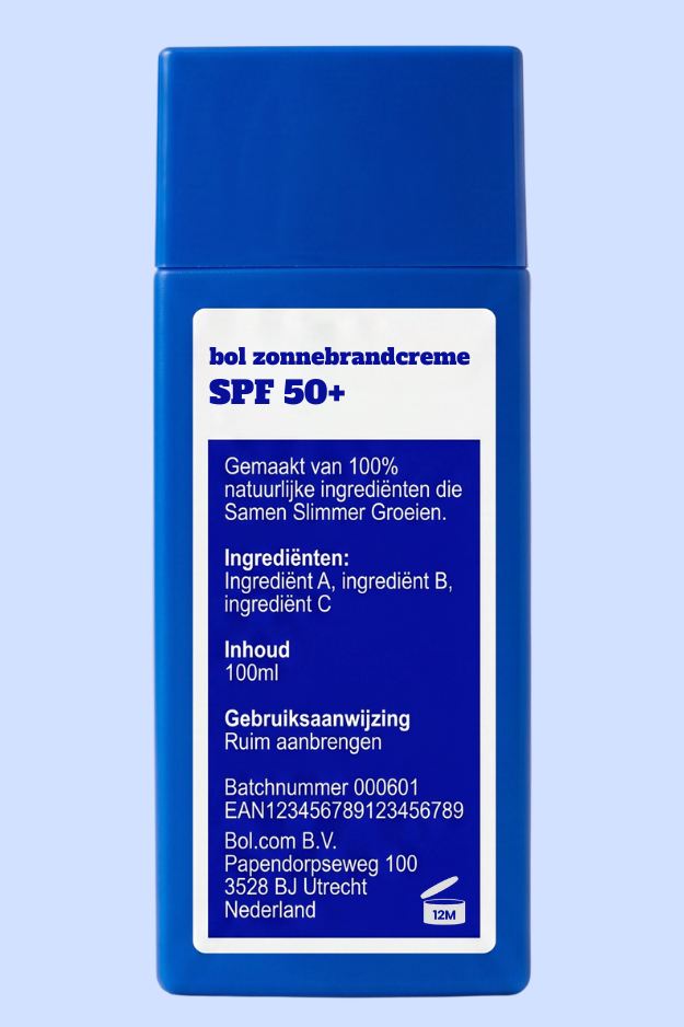 flesje zonnebrand met een duidelijk etiket