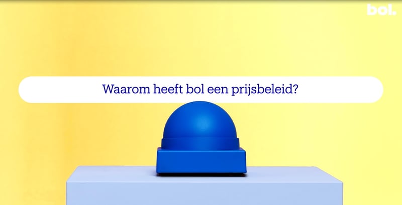 Blauwe knop met de vraag erop