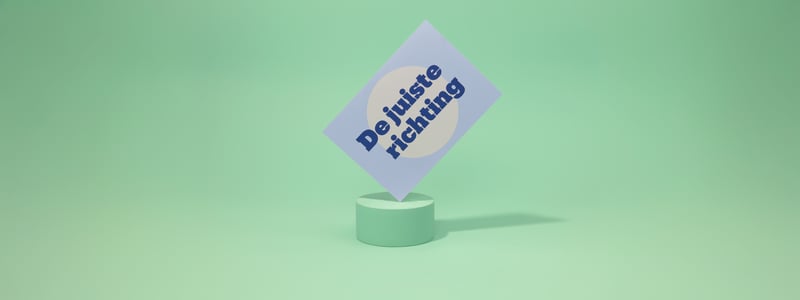 Card with text 'The right direction'.