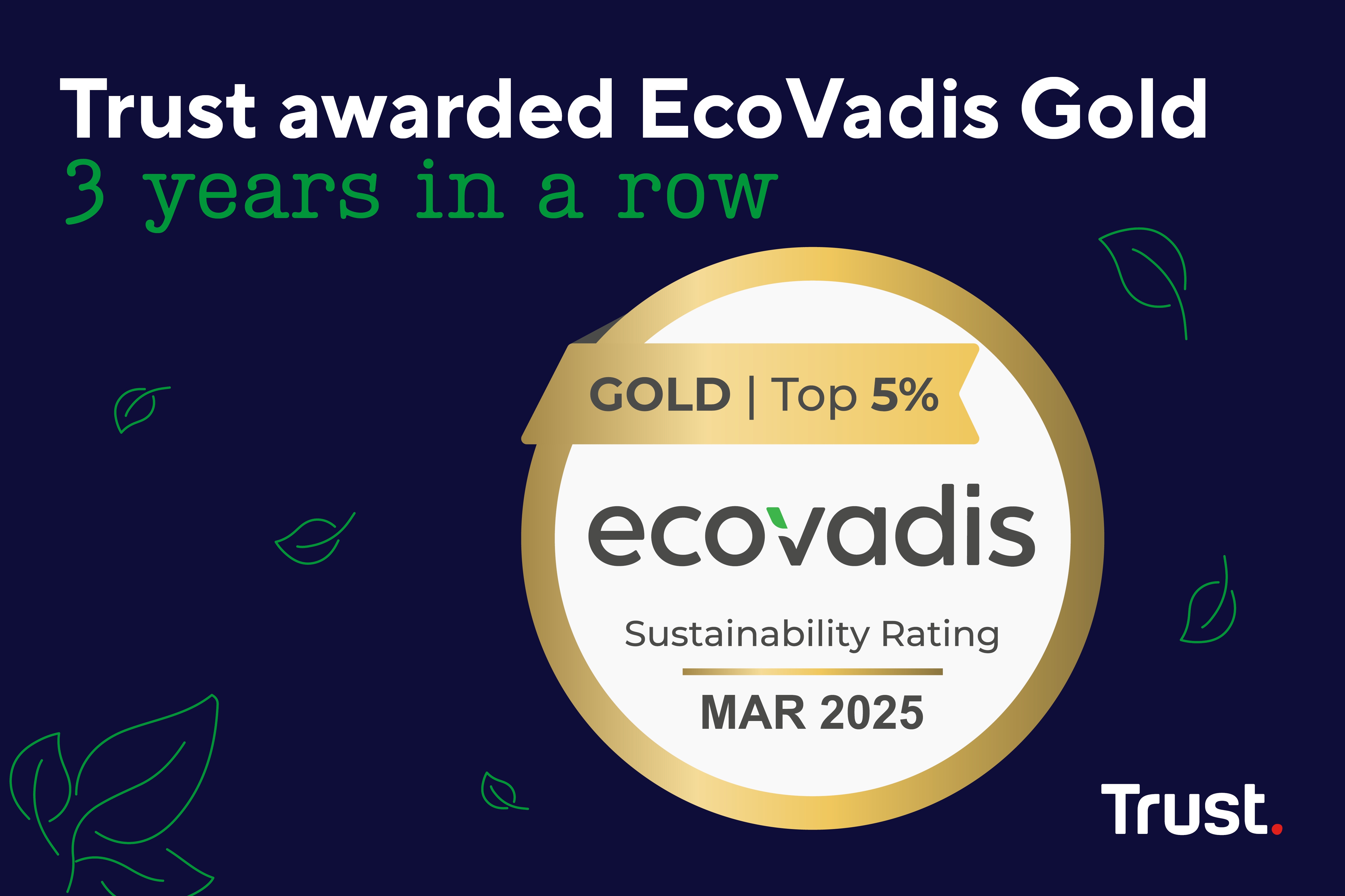 Trust ha sido galardonado con la medalla de oro EcoVadis por tercer año consecutivo image
