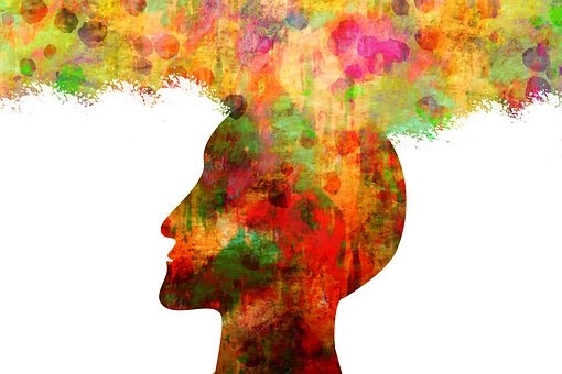 Man's head, overflowing with ideas Man's head, overflowing with ideas
